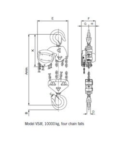 palan manual yale type vsiii 10/4, 4 randuri de lant, 5 tone 5m (copie)