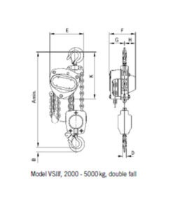 palan manual yale type vsiii 2/2, 2 randuri de lant, 2 tone 5m