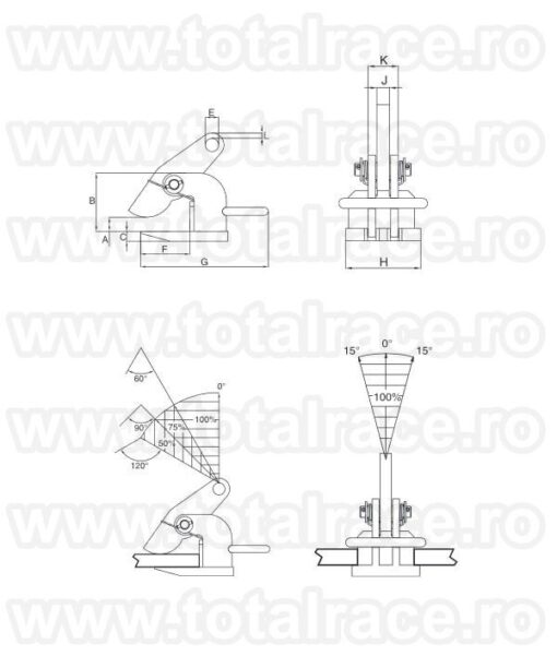 cleste cu maner pentru ridicare orizontala iph10je, 3t, 60 120 m