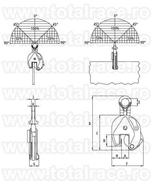 cleste cu ochi mobil pentru tabla ipu10, 4.5t, 0 40 mm